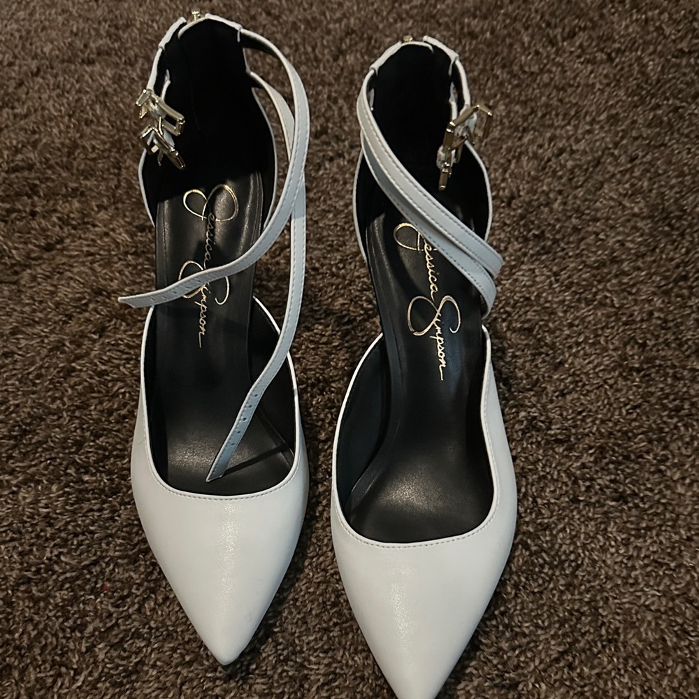 Jessica Simpson White Heels with Straps